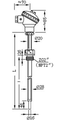 煙道、風道熱電偶